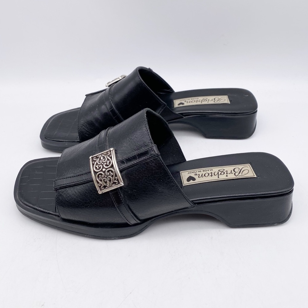 Brighton Tyra Black Leather Slides Size 6.5‎ - Picture 3 of 10